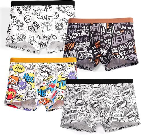 GRPSKCOS Boys Underwear, 4 Pack Kids Boxer Shorts Boys Youth Soft Cooling Boxers 8-14 Years in Saudi Arabia