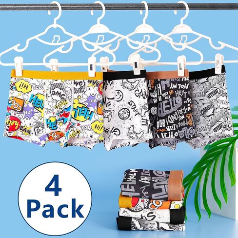 GRPSKCOS Boys Underwear, 4 Pack Kids Boxer Shorts Boys Youth Soft Cooling Boxers 8-14 Years in Saudi Arabia