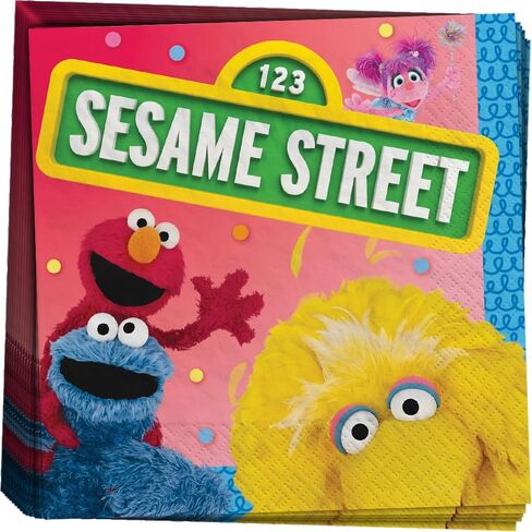 مناديل مشروبات يومية متعددة الألوان من Sesame Street (5 بوصة × 5 بوصة) عبوة مكونة من 16 قطعة - تصميم رائع ونابض بالحياة، مناديل ورقية ناعمة وماصة - مثالية للحفلات والمناسبات ذات الطابع الخاص in Saudi Arabia