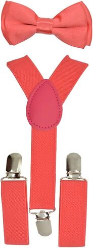 BodyJewelryOnline CUTE Baby Toddler Kids Children Boys Coral Plain Elastic Suspender & Bow Tie Set in Saudi Arabia
