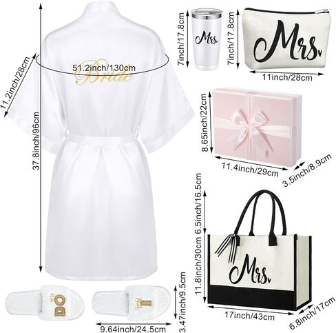Berlune 14 PCS Bride Gifts مجموعات مربع تشمل أردية الساتان القصيرة القماشية القماشية. in Saudi Arabia