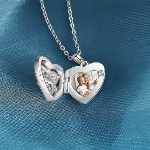 Nobelook Personalized Love Heart Locket Necklace That Holds 4 Photos Customizable Pendant Charms For Women Gold Plated Vintage Necklace for Mother Girls Christmas Birthday Gift Chain Length 31.49" Adjustable in Saudi Arabia