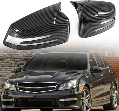 Carbon Fiber Horn Mirror Cover Cap Fit for Merceddes Beenz Beenz W204 W176 W212 CLA250 1994-2020 Passenger + Driver side in Saudi Arabia