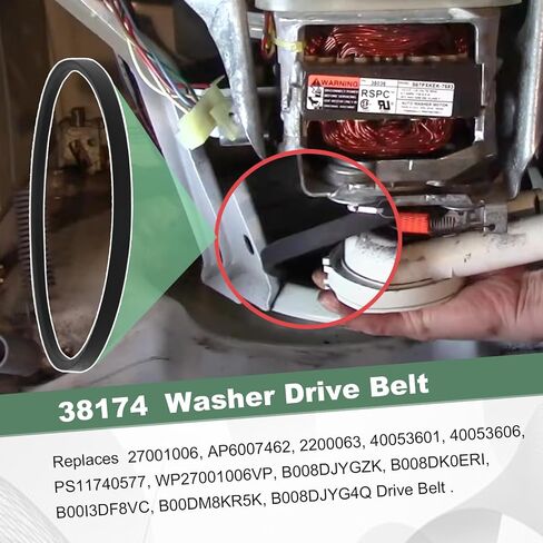 38174 Washer Drive Belt - Compatible with Amana, Maytag, Speed Queen Washers Replaces 27001006 WP27001006, 2200063,40053601, 40053606 AP6007462 PS11740577 in Saudi Arabia