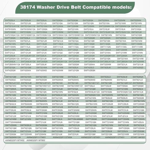38174 Washer Drive Belt - Compatible with Amana, Maytag, Speed Queen Washers Replaces 27001006 WP27001006, 2200063,40053601, 40053606 AP6007462 PS11740577 in Saudi Arabia