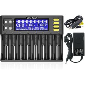 LiitoKala LII-S8 شاحن بطارية 8 خليج شاشة LCD لبطاريات ليثيوم أيون (IMR/ICR) LiFePO4 Ni-MH/Cd AA AAA C 18650 21700 26650 18350 14500 RCR123 بطاريات وبطاريات 9 فولت in Kuwait
