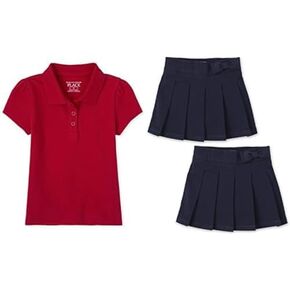 The Children's Place Baby Girls' and Toddler Short Sleeve Pique Polo and Pleated Skorts Bundle, 4T in Saudi Arabia