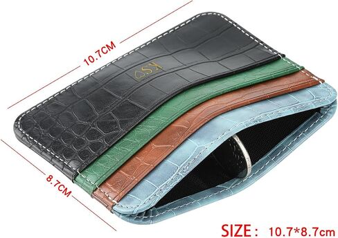 Personalisa Gold Silver Initial letters Credit Card Holder Wallet, PU Leather Ultra Slim Wallet, Thin Minimalist Credit Card Case Card Protector, Front Pocket Wallets for Men, Women (cro-brown) in Saudi Arabia