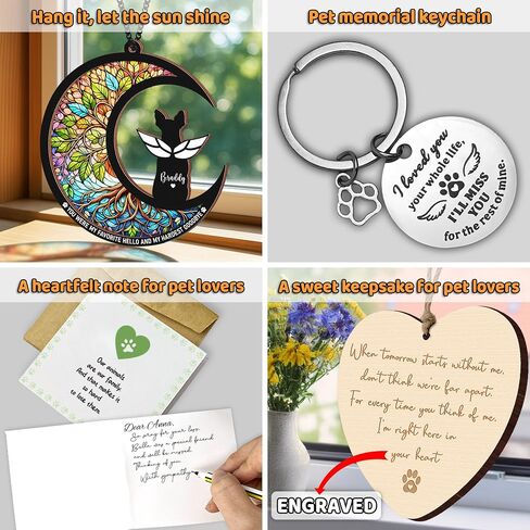 6'' Boxers Cropped Ears Dog Memorial Suncatcher & Wooden Dog Paw Keychain Personalized Dog Name Ornament Window Hanging Pet of Loss Dog Sympathy Gift for Dog Lovers Car Hanging SCD-B11-6-65 in Kuwait