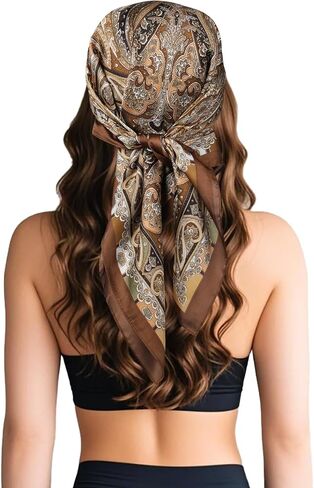 Sumolux Head Hair وشاح للنساء مثل Satin Silk وشاح Bandana الشعر ليلت أحواض مربعة كبيرة 27.5 " in Kuwait