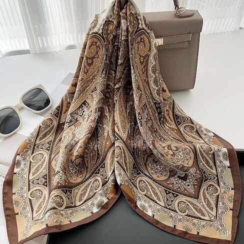 Sumolux Head Hair وشاح للنساء مثل Satin Silk وشاح Bandana الشعر ليلت أحواض مربعة كبيرة 27.5 " in Kuwait