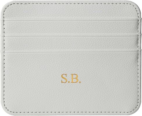 Personalisa Gold Silver Initial letters Credit Card Holder Wallet, PU Leather Ultra Slim Wallet, Thin Minimalist Credit Card Case Card Protector, Front Pocket Wallets for Men, Women (cro-brown) in Saudi Arabia