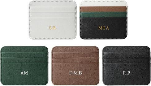 Personalisa Gold Silver Initial letters Credit Card Holder Wallet, PU Leather Ultra Slim Wallet, Thin Minimalist Credit Card Case Card Protector, Front Pocket Wallets for Men, Women (cro-brown) in Saudi Arabia
