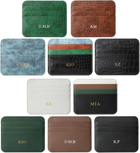Personalisa Gold Silver Letters Ornets حامل بطاقة الائتمان ، محفظة PU Leather Ultra Slim Wallet ، حامي بطاقة CASE CASE CASEDIS in Kuwait