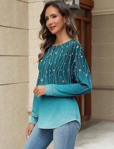 قمصان Zeagoo طويلة الأكمام للنساء Henley T قمصان فضفاضة ملائمة السترات الأنيقة العمل غير الرسمي بلوزات أزياء السقوط in Kuwait