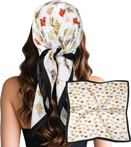 Sumolux Head Hair وشاح للنساء مثل Satin Silk وشاح Bandana الشعر ليلت أحواض مربعة كبيرة 27.5 " in Kuwait