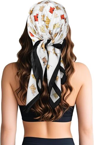 Sumolux Head Hair وشاح للنساء مثل Satin Silk وشاح Bandana الشعر ليلت أحواض مربعة كبيرة 27.5 " in Kuwait