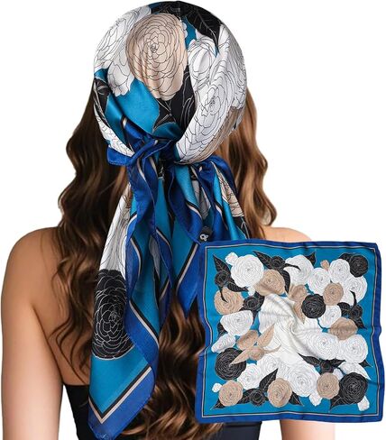 Sumolux Head Hair وشاح للنساء مثل Satin Silk وشاح Bandana الشعر ليلت أحواض مربعة كبيرة 27.5 " in Kuwait