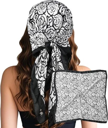 Sumolux Head Hair وشاح للنساء مثل Satin Silk وشاح Bandana الشعر ليلت أحواض مربعة كبيرة 27.5 " in Kuwait