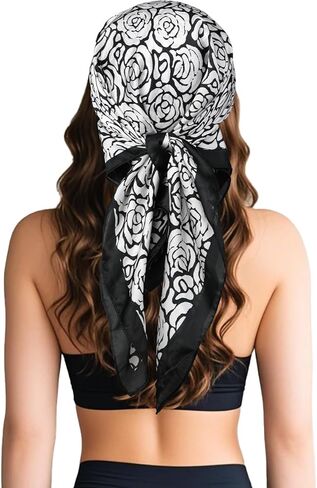 Sumolux Head Hair وشاح للنساء مثل Satin Silk وشاح Bandana الشعر ليلت أحواض مربعة كبيرة 27.5 " in Kuwait