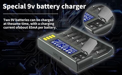 LiitoKala LII-S8 شاحن بطارية 8 خليج شاشة LCD لبطاريات ليثيوم أيون (IMR/ICR) LiFePO4 Ni-MH/Cd AA AAA C 18650 21700 26650 18350 14500 RCR123 بطاريات وبطاريات 9 فولت in Kuwait