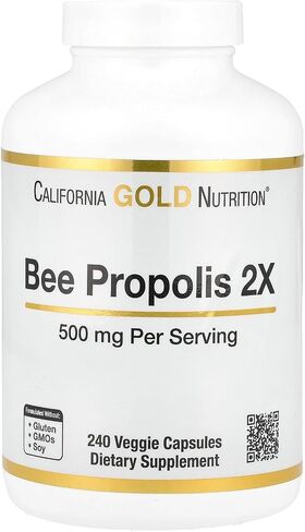 Bee Propolis 2X Potency, Concentrated Extract 500 mg, Equivalent to 1000 mg of Natural Propolis, Support Immune Health & Vitality*, 240 Veggie Capsules in Kuwait