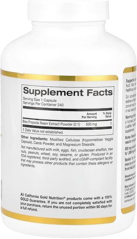 Bee Propolis 2X Potency, Concentrated Extract 500 mg, Equivalent to 1000 mg of Natural Propolis, Support Immune Health & Vitality*, 240 Veggie Capsules in Kuwait