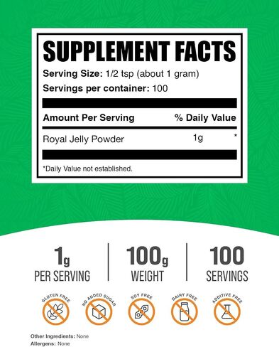 plksupplements.com مسحوق الجيلي الملكي - ملحق جيلي الملكي ، للحصول على دعم المناعة - خالي من الغلوتين ، 1G لكل وجبة ، 50 جرام (1.8 أوقية) (حزمة 1) in Saudi Arabia