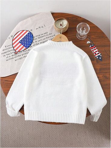 Gorglitter Girl's American Sweater Sweater Sweater Crewneck Long Sleeve Teps Pullover Tops in Saudi Arabia