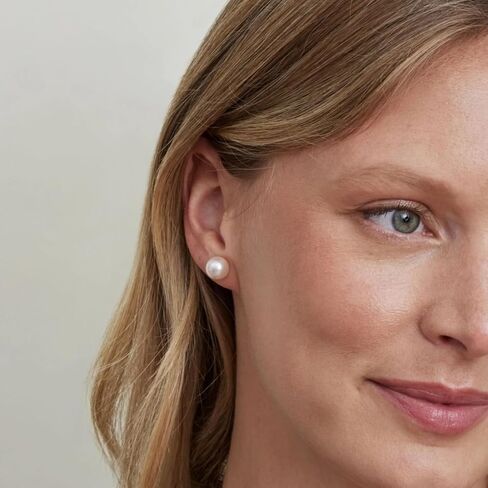 THE PEARL SOURCE 7-8mm White Freshwater Real Pearl Earrings for Women - 14K Gold Earrings | Hypoallergenic Earrings with Genuine Cultured Pearls in Saudi Arabia