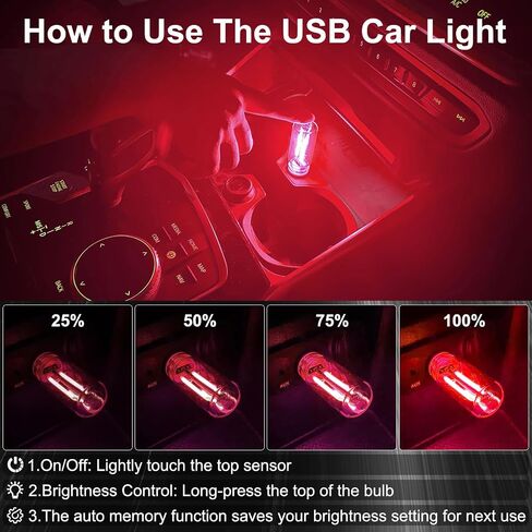 LYCARESUN 2 PCS Car USB Night Light Bulb, Touch Dimmable Car Interior Ambient Lights, Portable Mini USB Retro Glass Bottle Lamp Decorations for Vehicle, Bedroom, Hallway, Camping (Blue) in Kuwait