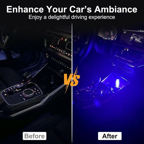 LYCARESUN 2 PCS Car USB Night Light Bulb, Touch Dimmable Car Interior Ambient Lights, Portable Mini USB Retro Glass Bottle Lamp Decorations for Vehicle, Bedroom, Hallway, Camping (Blue) in Kuwait