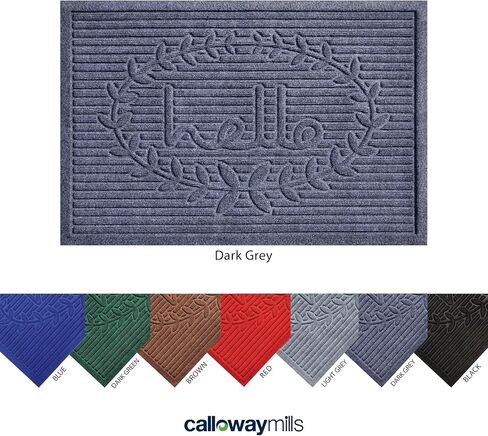 Calloway Mills 106432436 Poly Hello Indoor/Outdoor Mat, 24" x 36", Black in Saudi Arabia