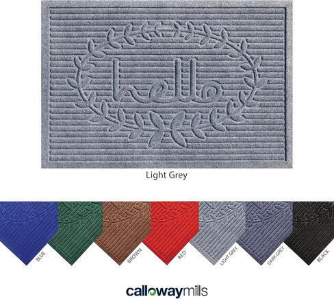 Calloway Mills 106432436 Poly Hello Indoor/Outdoor Mat, 24" x 36", Black in Saudi Arabia