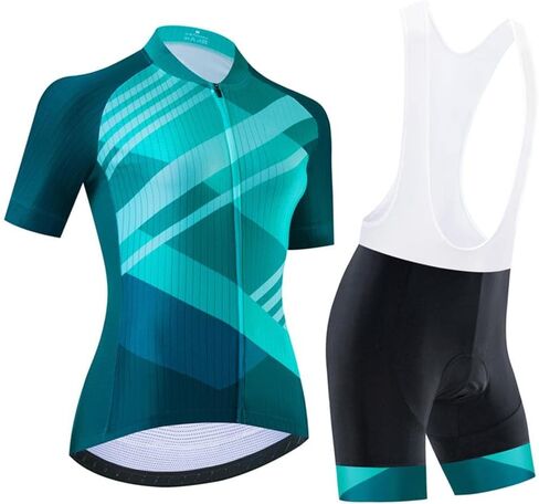 Women's Cycling Jersey Set Breathable Road Bike Shirts Kit Short Sleeve Cycling Clothing with Gel Padded Bib Shorts in Kuwait