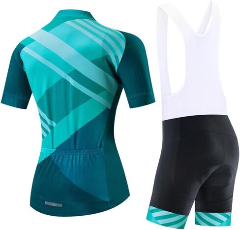 Women's Cycling Jersey Set Breathable Road Bike Shirts Kit Short Sleeve Cycling Clothing with Gel Padded Bib Shorts in Kuwait