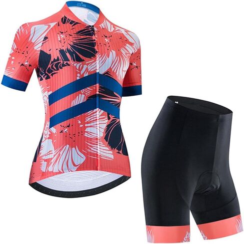 Women's Cycling Jersey Set Breathable Road Bike Shirts Kit Short Sleeve Cycling Clothing with Gel Padded Bib Shorts in Kuwait
