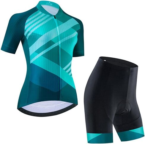 Women's Cycling Jersey Set Breathable Road Bike Shirts Kit Short Sleeve Cycling Clothing with Gel Padded Bib Shorts in Kuwait