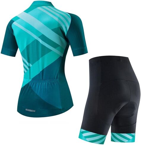 Women's Cycling Jersey Set Breathable Road Bike Shirts Kit Short Sleeve Cycling Clothing with Gel Padded Bib Shorts in Kuwait