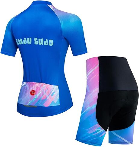 Women's Cycling Jersey Set Breathable Road Bike Shirts Kit Short Sleeve Cycling Clothing with Gel Padded Bib Shorts in Kuwait