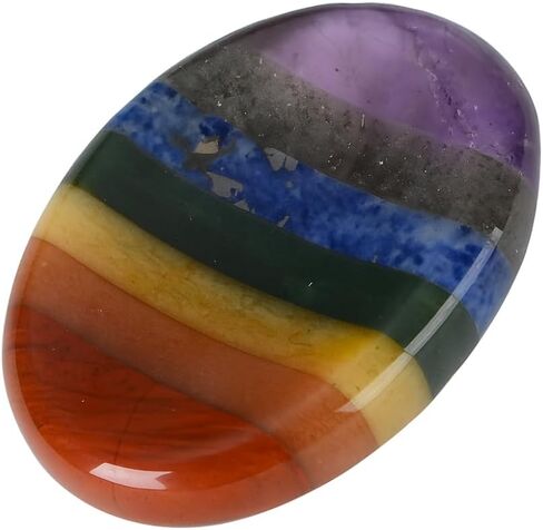 Anaya Agate Worry Stones – 7 Chakra Crystal Thumb Worry Stone for Anguish, Stress – Relaxing and Soothing Balance Stones for Meditation, Stress Relief – Healing Stones and Crystals for Men and Women in Saudi Arabia