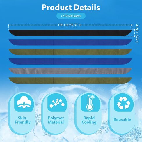 Ice Cooler Scarf Cooling Neck Wraps Cooling Bandana Cooling Headbands for Men Women Neck Cooling Wraps Bandanas for Summer (12 Pieces,Classic Style) in Saudi Arabia