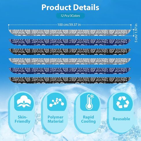 Ice Cooler Scarf Cooling Neck Wraps Cooling Bandana Cooling Headbands for Men Women Neck Cooling Wraps Bandanas for Summer (12 Pieces,Classic Style) in Saudi Arabia