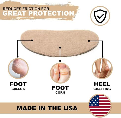 Adhesive Moleskin for Feet - Blister Bandages Precut Kidney Metatarsal Pads - 3" - Callus, Heel, Corns, Blister Prevention, Shoe Friction - 5 pairs (10 Pieces) in Kuwait