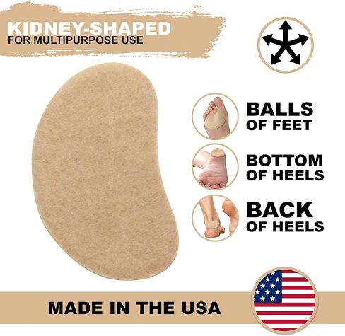 Adhesive Moleskin for Feet - Blister Bandages Precut Kidney Metatarsal Pads - 3" - Callus, Heel, Corns, Blister Prevention, Shoe Friction - 5 pairs (10 Pieces) in Kuwait