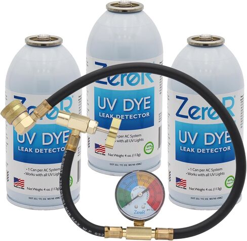 ZeroR® AC UV Dye Leak Detector R134, R12, R22, | 3 Cans (3 Cans + HD Can Tap Gauge) in Kuwait