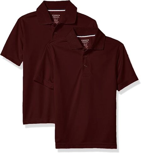 French Toast Boys' Short Sleeve Moisture Wicking Stretch Sport Polo Shirt in Saudi Arabia