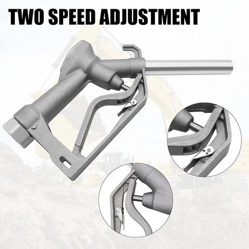 Gray 3/4" NPT Inlet Manual Fuel Nozzle 15/16 Inches Spout Outlet with Two-Speed Automatic Padlock, Max Flow Rate 26 GPM / 98 L/Min, Max Pressure 50 PSI, Suitable with Gasoline Diesel in Saudi Arabia