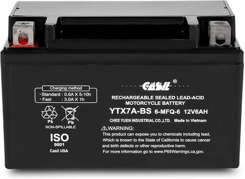 Casil YTX5L-BS - بطارية دراجة نارية قابلة لإعادة الشحن - بديلة لـ CT5L-BS، CTX5L-BS، ES5L-BS، GTX5L-BS، PTX5L-BS - صيانة مجانية in Kuwait