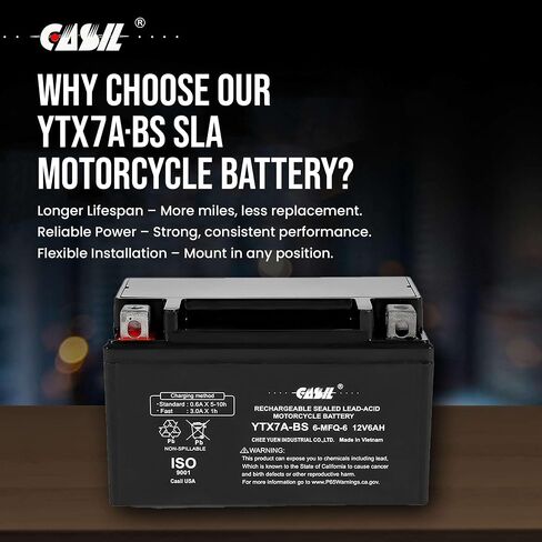 Casil YTX5L-BS - بطارية دراجة نارية قابلة لإعادة الشحن - بديلة لـ CT5L-BS، CTX5L-BS، ES5L-BS، GTX5L-BS، PTX5L-BS - صيانة مجانية in Kuwait